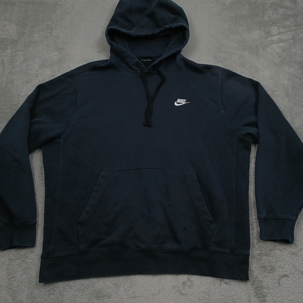 Nike Sweater Mens Large Black Distressed Faded Modern Pullover Hoodie Casual A9